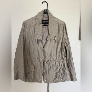 Parkhurst Tan Utility Jacket with Collared Neckline and Elasticized Waist